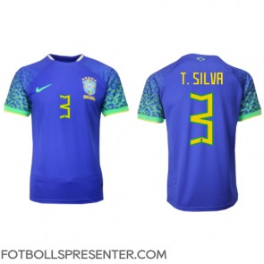 Brasilien Thiago Silva #3 Borta Matchtröja VM 2022 Kortärmad